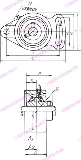 drawing of UCFA200 Series - Pillow Block Bearing