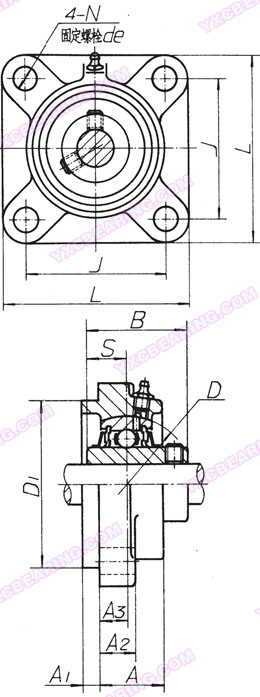 drawing of UCFS300 Series - Pillow Block Bearing