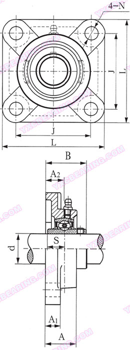 drawing of UCFU200 Series - Pillow Block Bearing