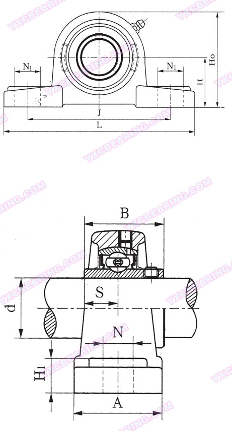 drawing of UCP200 Series - Pillow Block Bearing