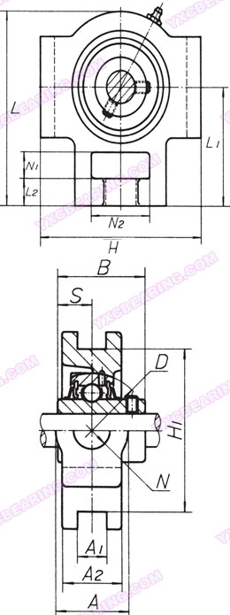drawing of UCT200 Series - Pillow Block Bearing