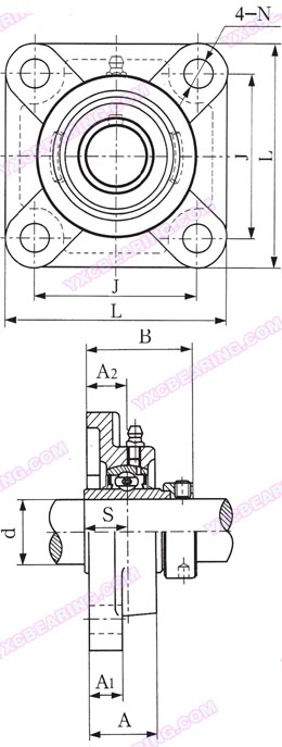 drawing of UELFU Series - Pillow Block Bearing